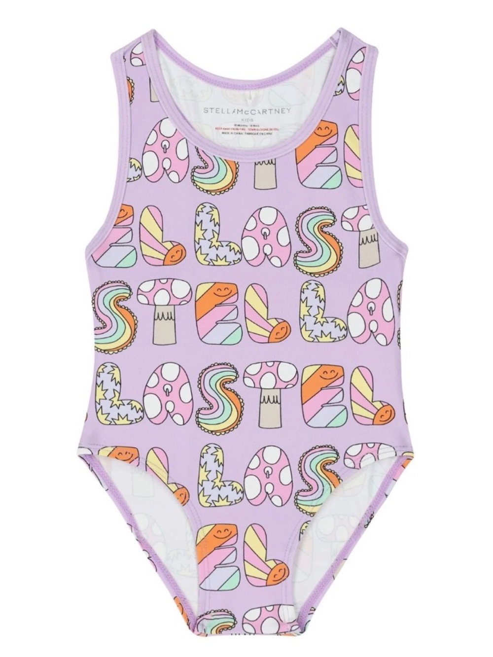 Stella McCartney Kids Lilac Graphic One-Piece Swimsuit